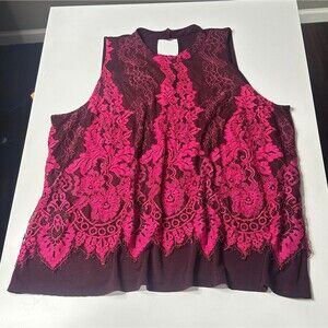 Maurices size 3 maroon plum fushcia pink lace overlay tank